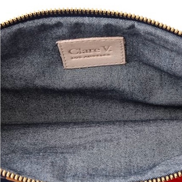 Clare V Camel Striped Foldover Clutch - Picture 3 of 9